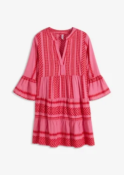 bonprix bonprix Vestido tipo túnica de viscosa fluida rojo / rosa caliente Discount