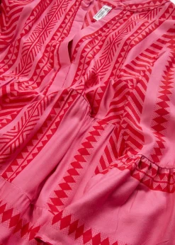 bonprix bonprix Vestido tipo túnica de viscosa fluida rojo / rosa caliente Discount