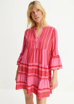 bonprix bonprix Vestido tipo túnica de viscosa fluida rojo / rosa caliente Discount