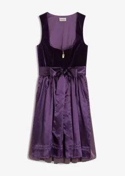bonprix bonprix Vestido tirolés con terciopelo y largo midi (2 piezas) Lila oscuro Online