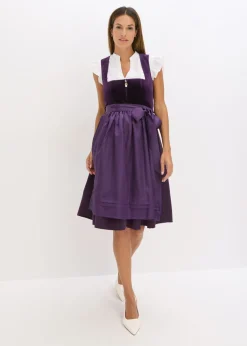 bonprix bonprix Vestido tirolés con terciopelo y largo midi (2 piezas) Lila oscuro Online