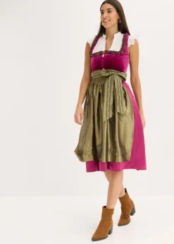 bonprix bonprix Vestido tirolés con terciopelo y largo midi (2 piezas) violeta-oliva Best
