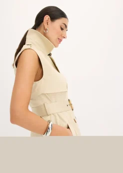 bonprix bonprix Vestido trench con cinturón (2 piezas) Arena claro Discount