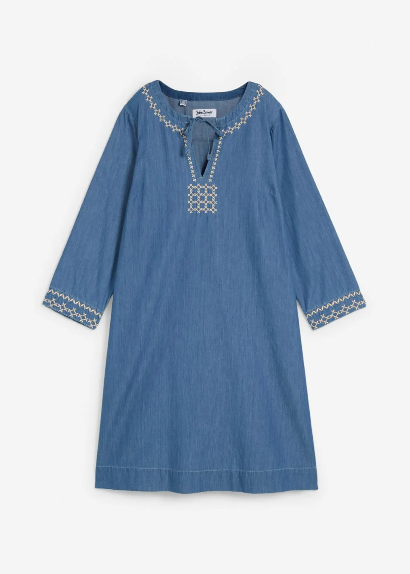 bonprix bonprix Vestido vaquero con bordado Denim claro con estampado gráfico Outlet