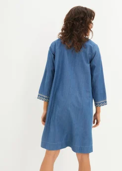 bonprix bonprix Vestido vaquero con bordado Denim claro con estampado gráfico Outlet
