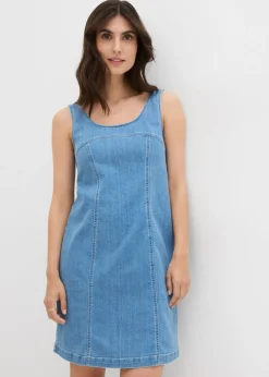 bonprix bonprix Vestido vaquero de algodón orgánico con elástico Denim hielo Clearance
