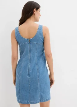 bonprix bonprix Vestido vaquero de algodón orgánico con elástico Denim hielo Clearance