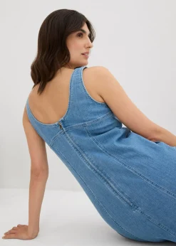 bonprix bonprix Vestido vaquero de algodón orgánico con elástico Denim hielo Clearance