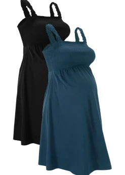 bonprix bonprix Vestidos premamá de algodón orgánico (2 unidades) Azul marino-negro