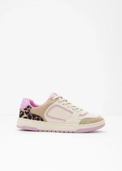 bonprix bonprix Zapatillas con detalles animales beige con estampado de leopardo/rosa orquídea Best
