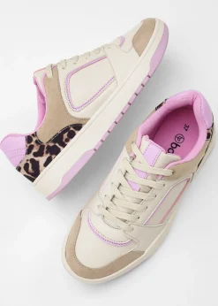 bonprix bonprix Zapatillas con detalles animales beige con estampado de leopardo/rosa orquídea Best