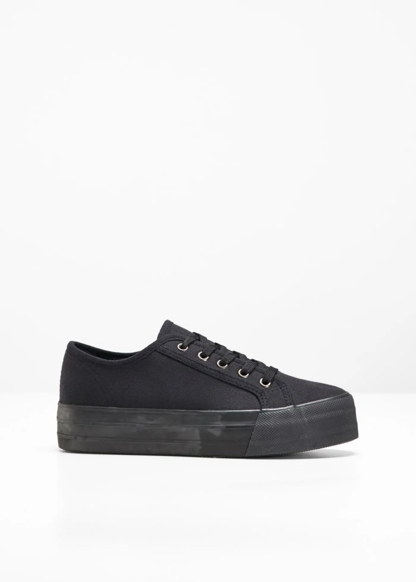 bonprix bonprix Zapatillas con plataforma de lona de algodón Negro