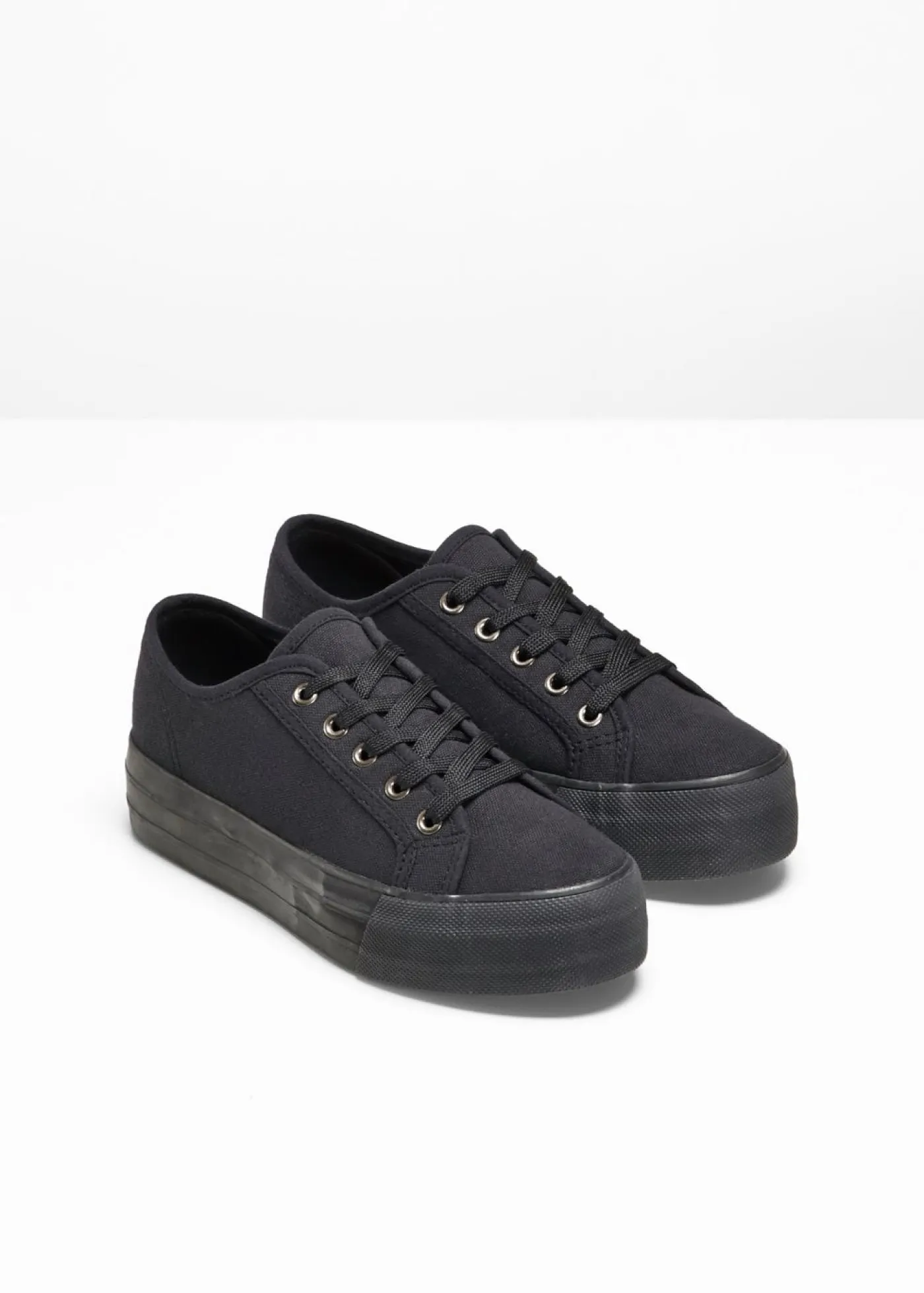 bonprix bonprix Zapatillas con plataforma de lona de algodón Negro