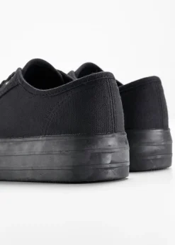 bonprix bonprix Zapatillas con plataforma de lona de algodón Negro