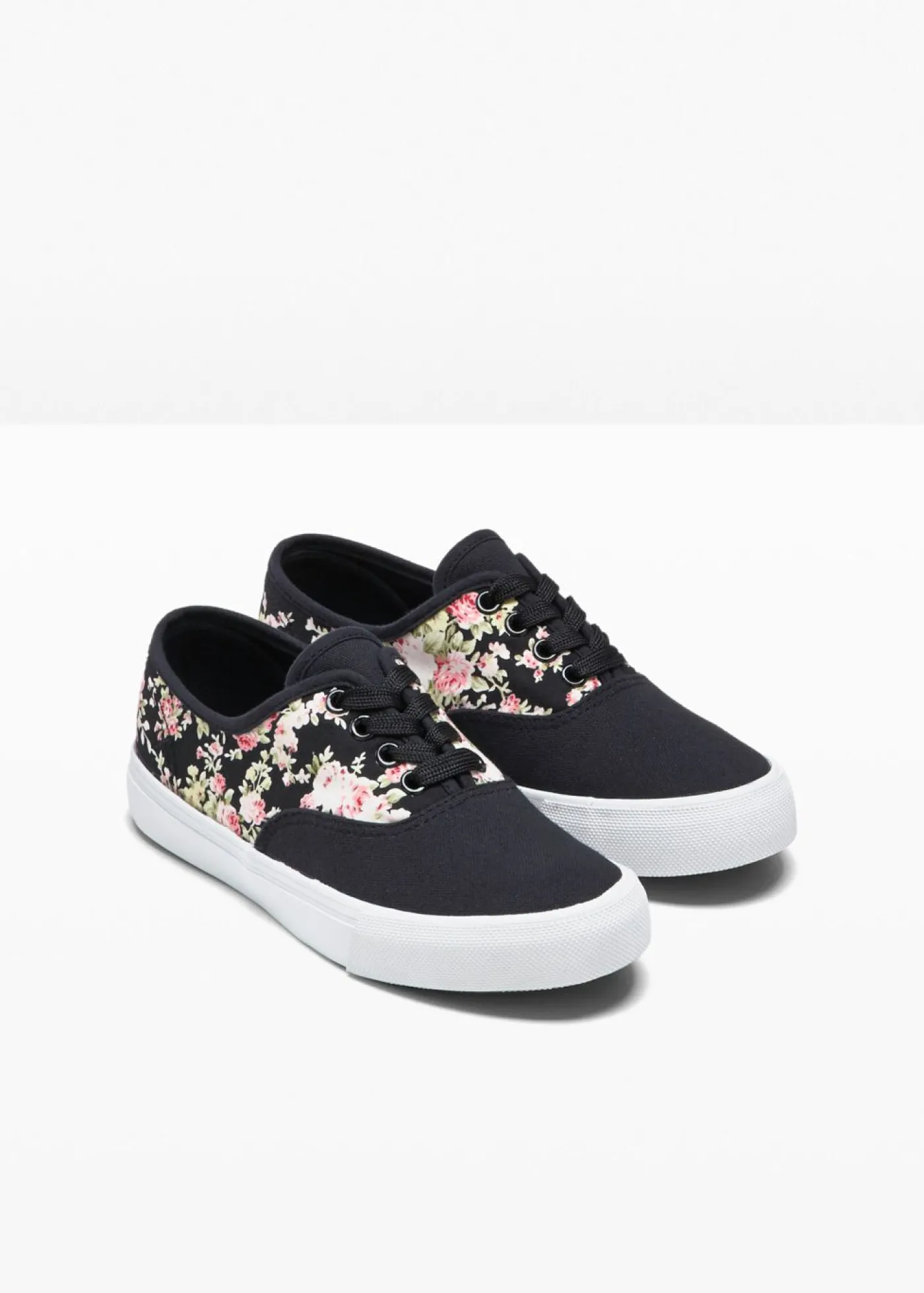 bonprix bonprix Zapatillas de lona de algodón Negro de flores
