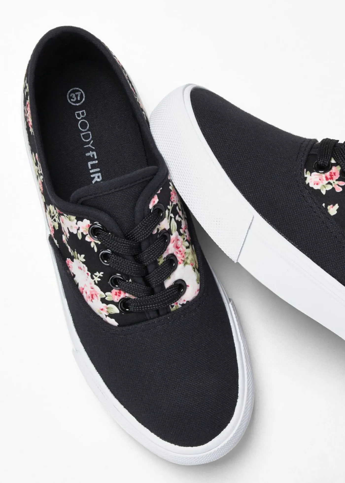 bonprix bonprix Zapatillas de lona de algodón Negro de flores