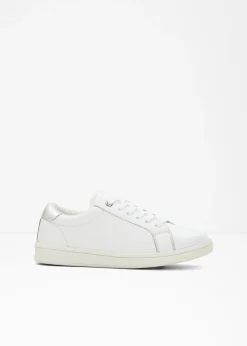 bonprix bonprix Zapatillas de piel Blanco-plateado Outlet