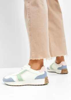 bonprix bonprix Zapatillas deportivas blanco-rosa pálido-verde-azul Outlet
