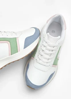 bonprix bonprix Zapatillas deportivas blanco-rosa pálido-verde-azul Outlet