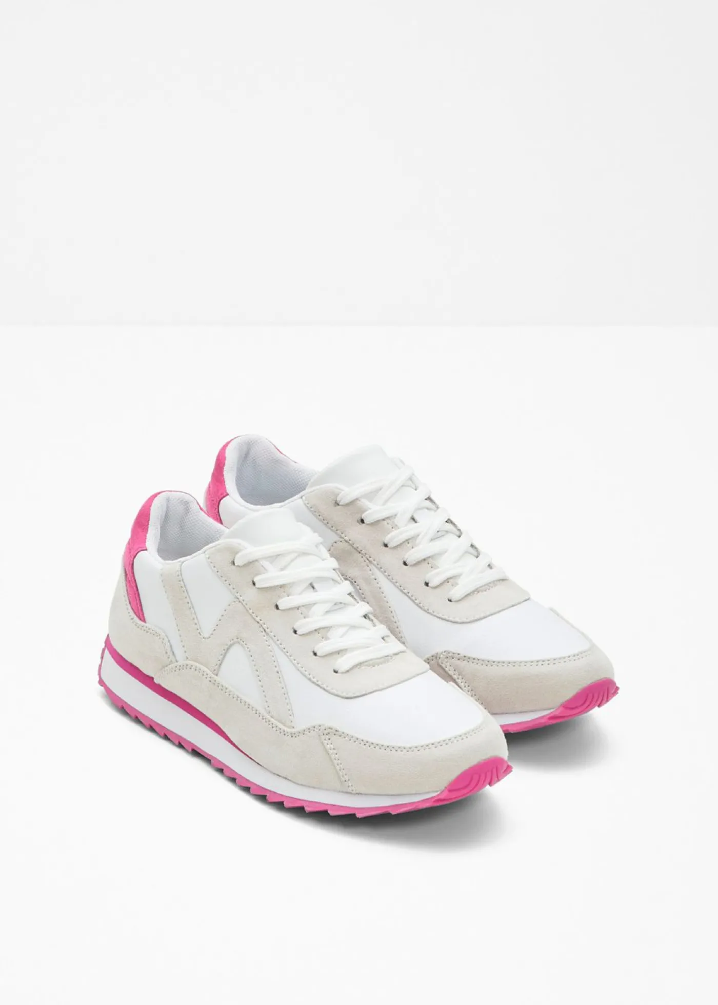 bonprix bonprix Zapatillas deportivas con suela perfilada Blanco-beige-pink lady Outlet