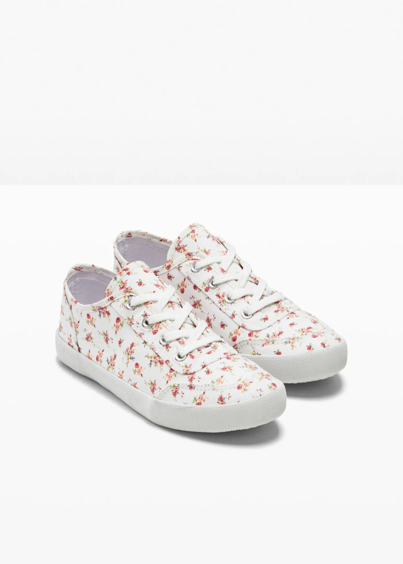 bonprix bonprix Zapatillas deportivas de lona de algodón Blanco-rojo de flores Hot