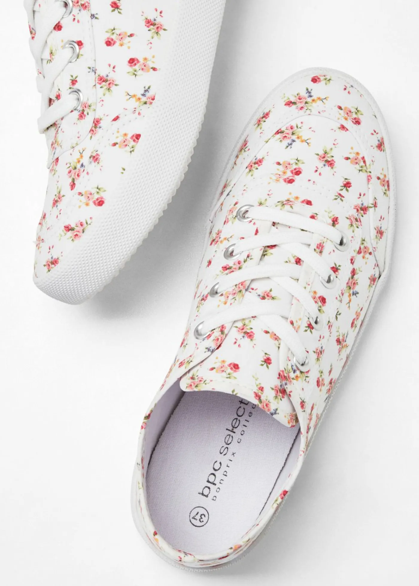 bonprix bonprix Zapatillas deportivas de lona de algodón Blanco-rojo de flores Hot