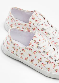 bonprix bonprix Zapatillas deportivas de lona de algodón Blanco-rojo de flores Hot