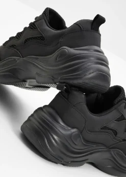 bonprix bonprix Zapatillas deportivas tipo chunky con inserto de malla Negro Sale