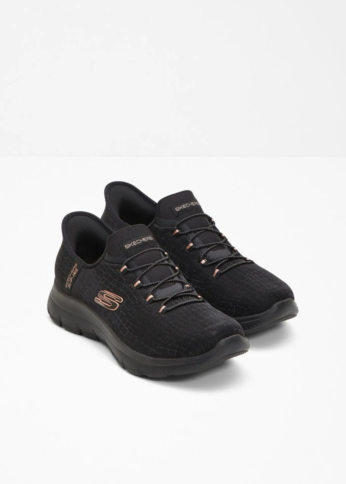 bonprix Skechers Zapatillas sin cordones de Skechers con espuma viscoelástica Negro-oro Online