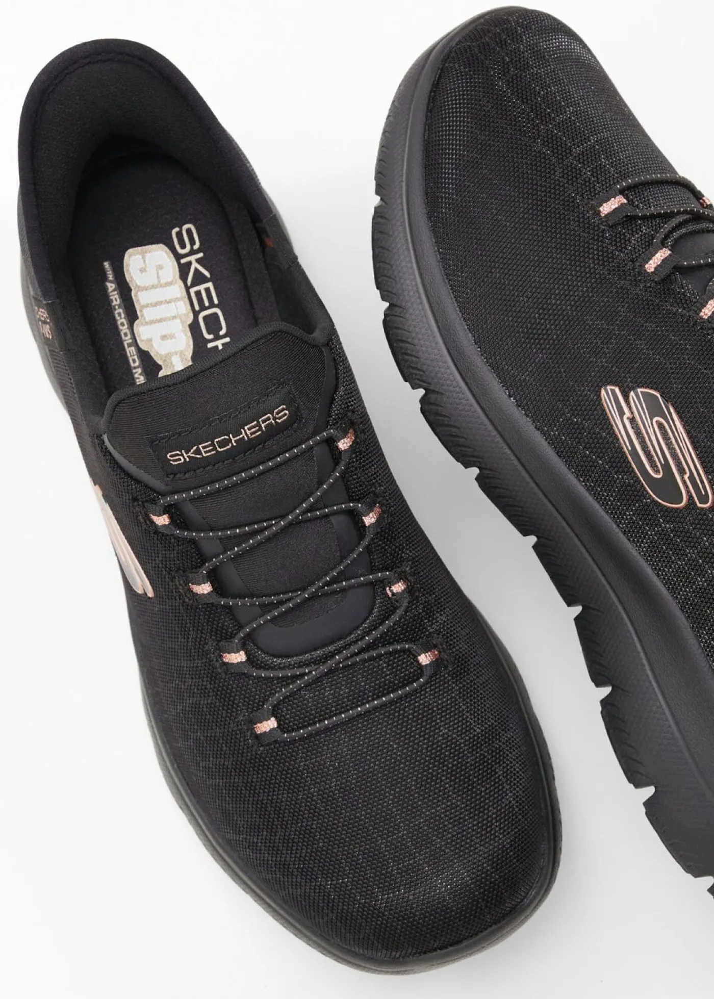 bonprix Skechers Zapatillas sin cordones de Skechers con espuma viscoelástica Negro-oro Online