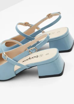 bonprix bonprix Zapatos con talón al descubierto y tira azul pálido Hot