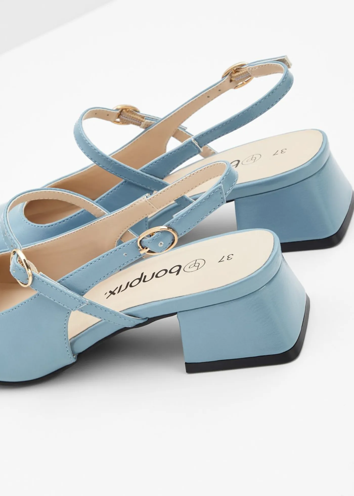 bonprix bonprix Zapatos con talón al descubierto y tira azul pálido Hot