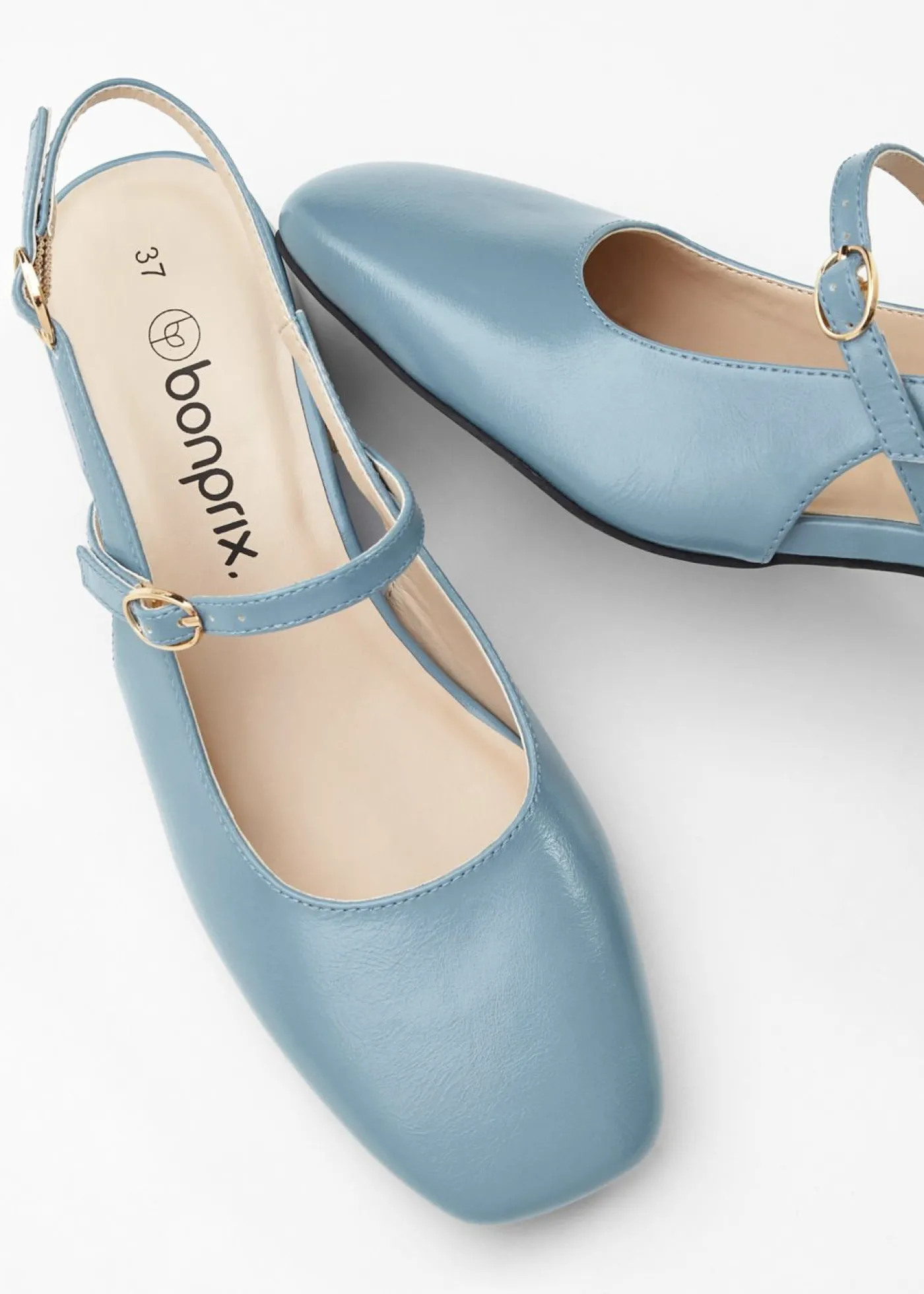 bonprix bonprix Zapatos con talón al descubierto y tira azul pálido Hot