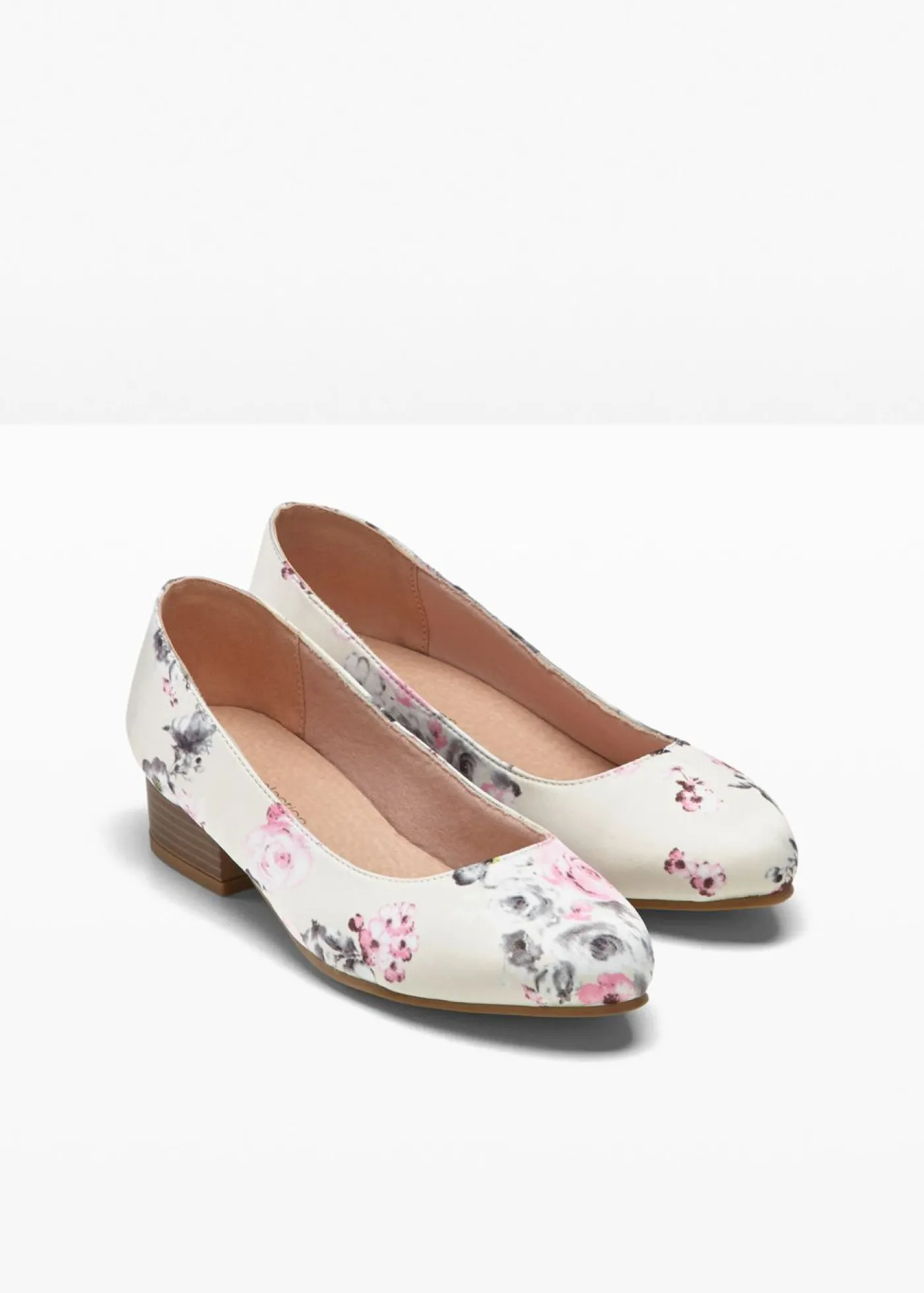 bonprix bonprix Zapatos de tacón con tacón ancho De flores color crema Hot