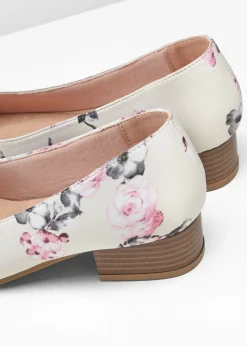 bonprix bonprix Zapatos de tacón con tacón ancho De flores color crema Hot